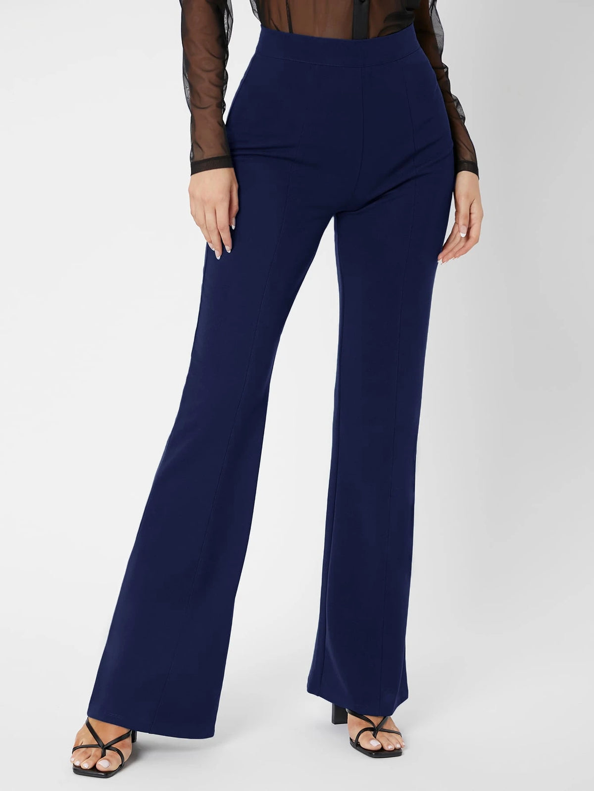 Tall Zipper Back Solid Palazzo Pants, Tall Women