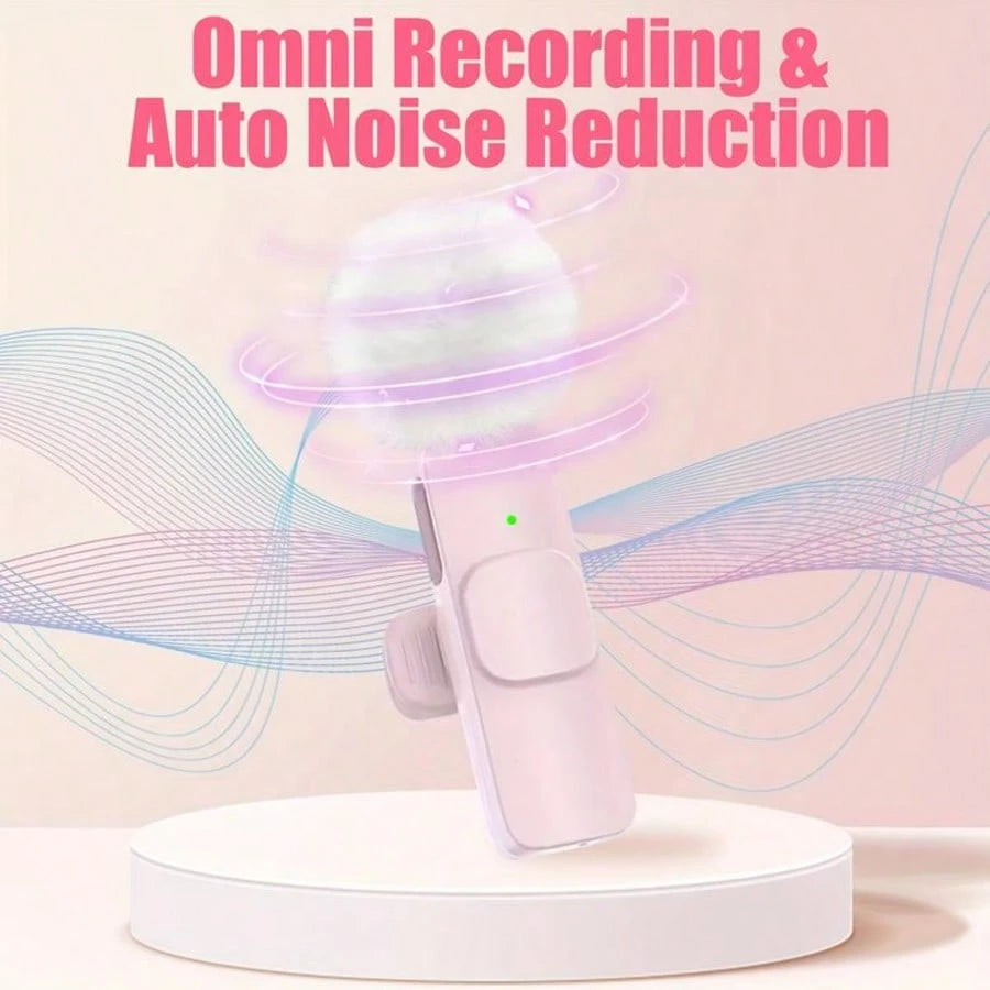 Tangle-Free Solid Color Live Streaming Equipment Wireless Lavalier Microphone, USB Rechargeable Plug-Play Wireless Microphone, Omnidirectional Condenser Recording Microphone Spring Mother's Day