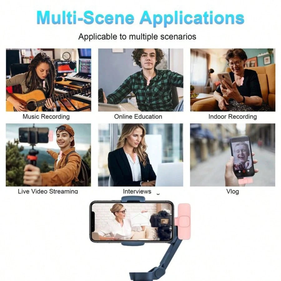 Tangle-Free Solid Color Live Streaming Equipment Wireless Lavalier Microphone, USB Rechargeable Plug-Play Wireless Microphone, Omnidirectional Condenser Recording Microphone Spring Mother's Day