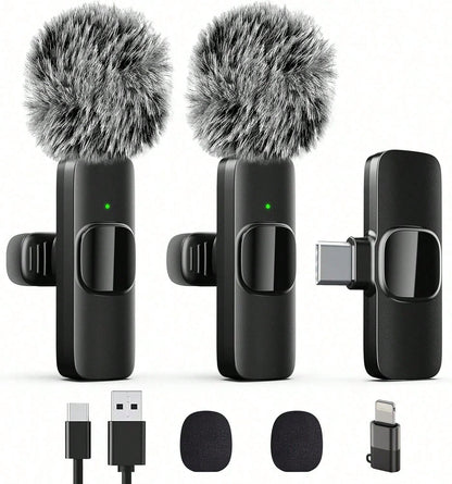 Tangle-Free Wireless Lavalier Microphone Live Streaming Equipment Professional Lapel Microphone For IPhone Pad Mini Video Recording Mic For Interview Video Podcast Vlog YouTub Livestream Noise Reducti