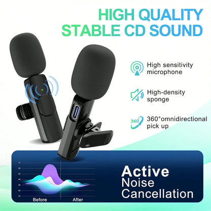 Tangle-Free Wireless Lavalier Microphone Live Streaming Equipment Professional Lapel Microphone For IPhone Pad Mini Video Recording Mic For Interview Video Podcast Vlog YouTub Livestream Noise Reducti