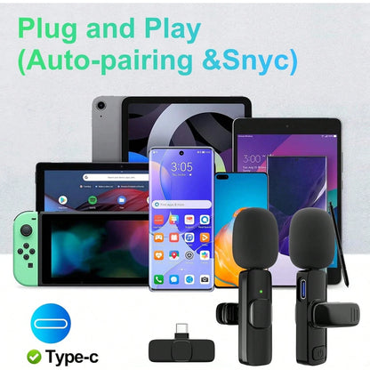 Tangle-Free Wireless Lavalier Microphone Live Streaming Equipment Professional Lapel Microphone For IPhone Pad Mini Video Recording Mic For Interview Video Podcast Vlog YouTub Livestream Noise Reducti