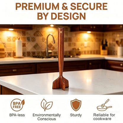 Teak Wooden Meat Masher Chopper, Ground Beef Masher, Chicken Shredder&Meat Chopper, Non-Scratch Ground Meat Chopper For Nonstick Cookware, Heat Resistant Potato Masher