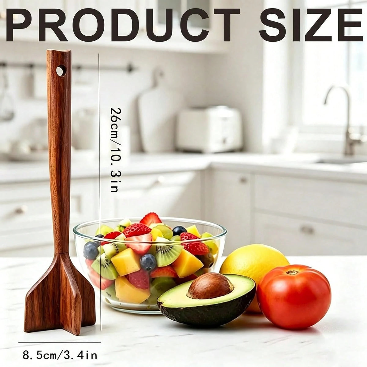 Teak Wooden Meat Masher Chopper, Ground Beef Masher, Chicken Shredder&Meat Chopper, Non-Scratch Ground Meat Chopper For Nonstick Cookware, Heat Resistant Potato Masher