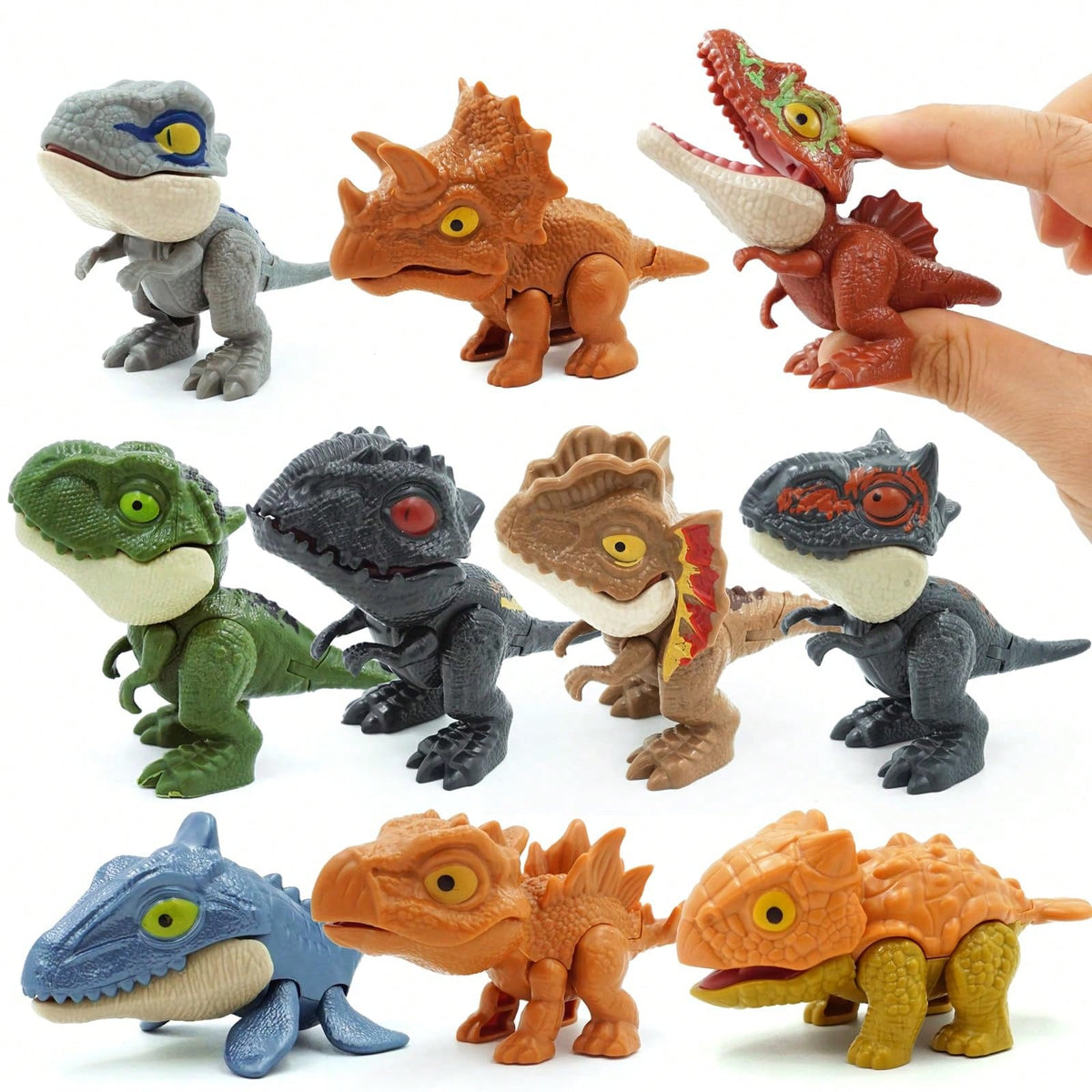 Tecforood Biting Finger Dinosaur Toys Snap Squad Dinosaur Collectibles Creative Interactive Dino Figures Mini Dinosaur Model Playset Educational Bite Hand Dinosaur Toy For Kids Early Cognitive Learnin