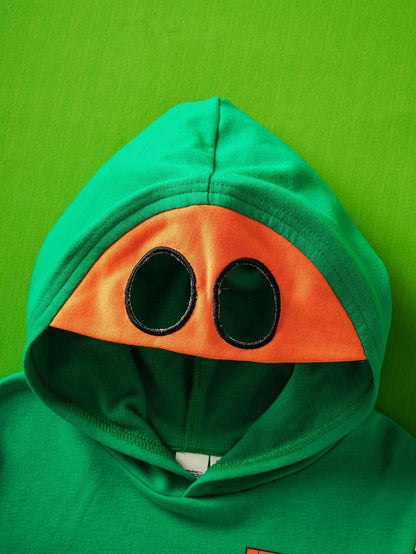 TEENAGE MUTANT NINJA TURTLES| Young Boy Cartoon Pizza Print Colorblock Casual Long Sleeve Sweatshirt Fall Winter