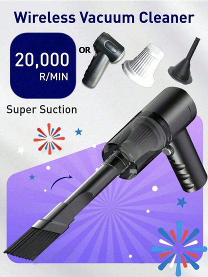 This 3-In-1 Wireless Handheld Vacuum Cleaner Is Compact And Portable With Powerful Suction. It Features A Built-In 1800mAh Type-C Rechargeable Battery, Suitable For Car, Home And Pet Cleaning, Adaptin