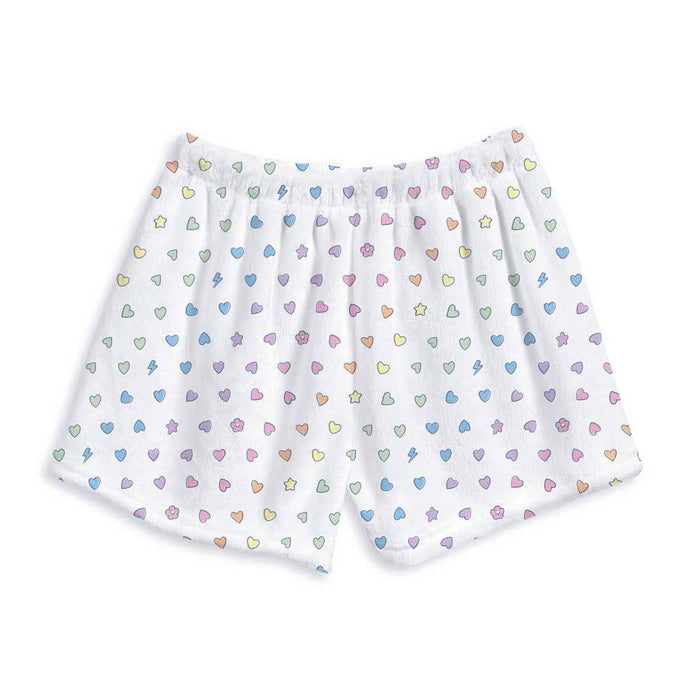Top Trenz Inc Fuzzy Lounge Shorts - Rainbow Remix
