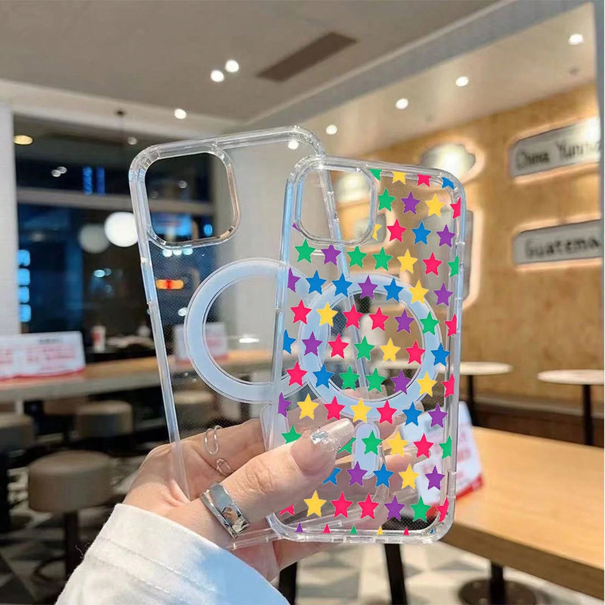 Transparent Magnetic Phone Case With Colorful Star Pattern Is Suitable For Galaxy S26 S25 S24 Edge, Plus, Ultra, A56/A15/A16, Foldable Models ZFOLD 7/6/5, ZFLIP 7/6/5, Supports Wireless Charging, Suit