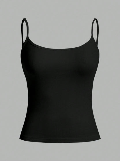 Tseoso 3pcs/Set Women's Casual Slim-Fit Camisole Tops,95% Cotton,Summer,Black,Basic,Everyday Versatile Fitted Tank Top,Cute Softgirl Vintage Summer Outing