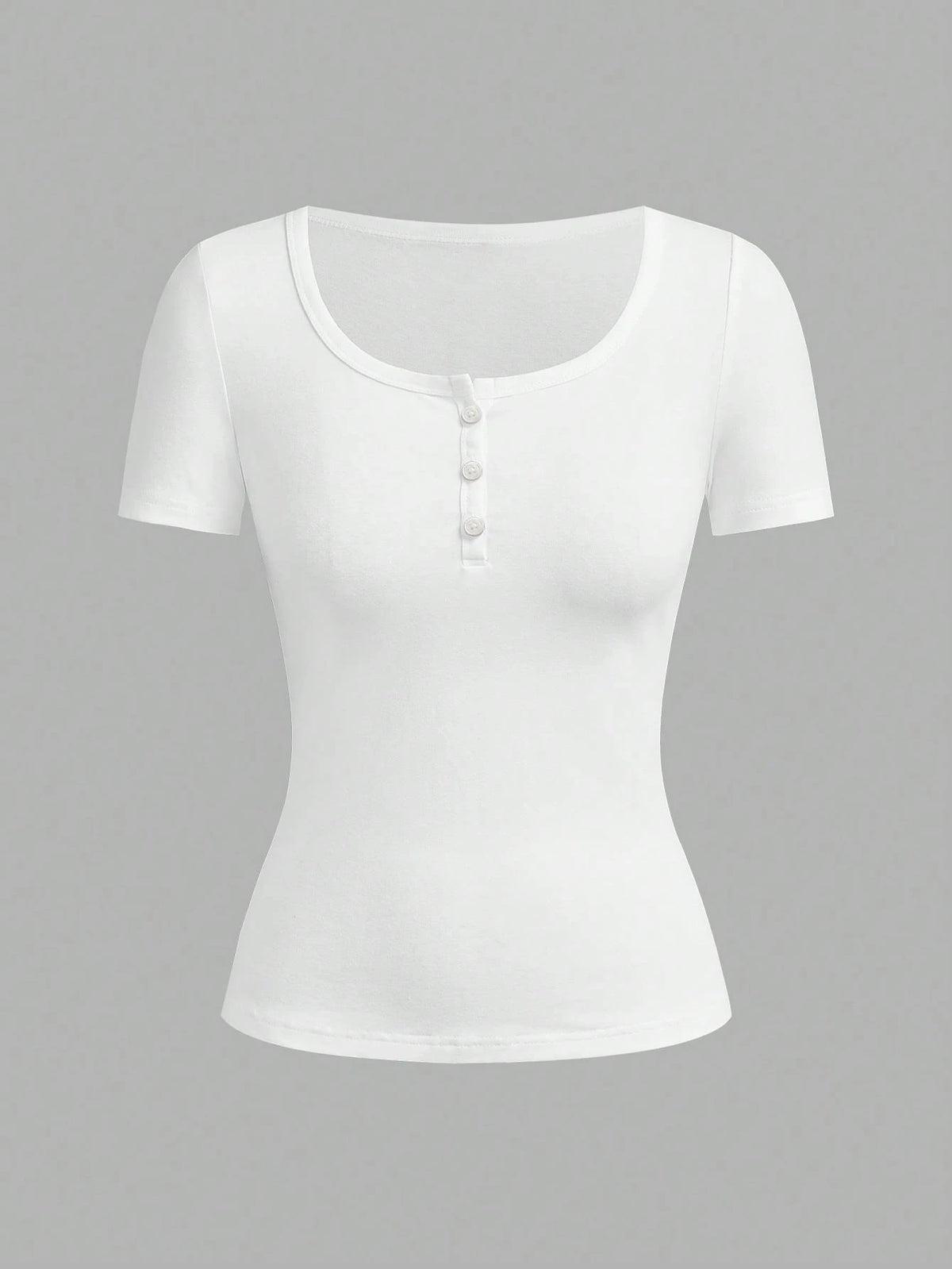 Tseoso 95% Cotton Women's Henley Short Sleeve T-Shirt,All White,Summer,Casual,Everyday Soft Girl Clean Girl Retro Streetwear Top For Sports & Yoga,Club,Gym