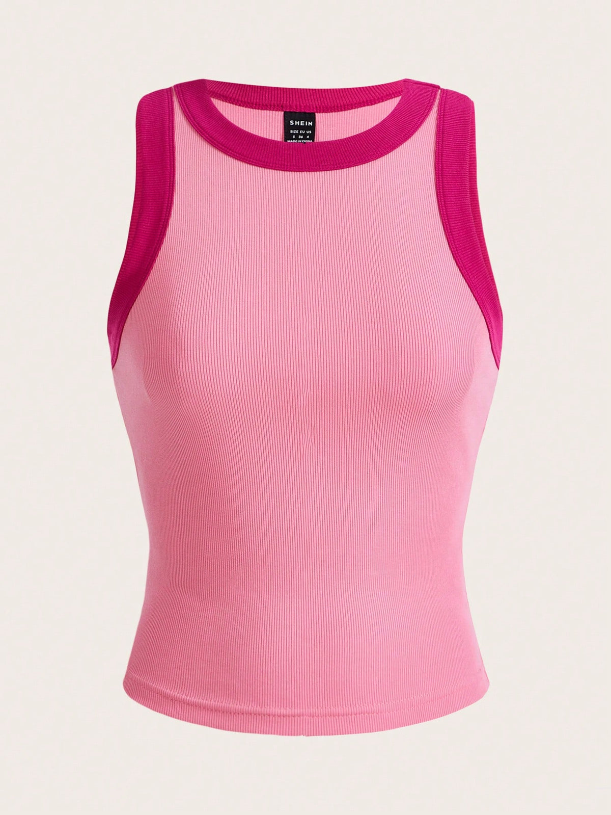 Tseoso Contrast Trim Ribbed Knit Tank Top