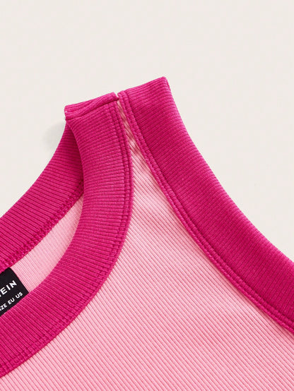 Tseoso Contrast Trim Ribbed Knit Tank Top