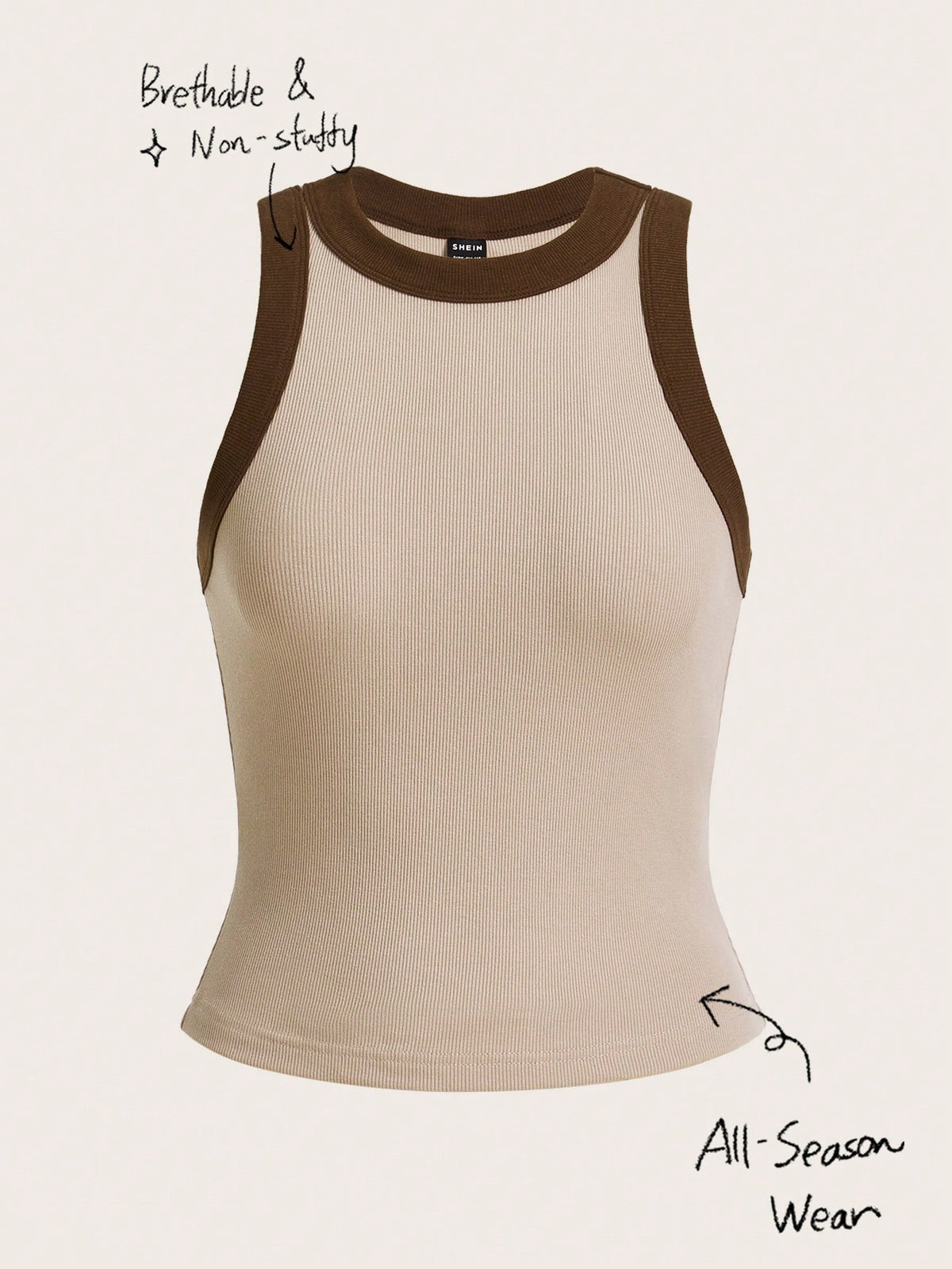 Tseoso Contrast Trim Ribbed Knit Tank Top