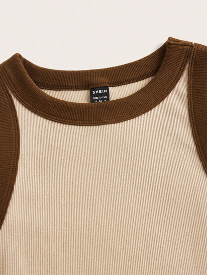 Tseoso Contrast Trim Ribbed Knit Tank Top
