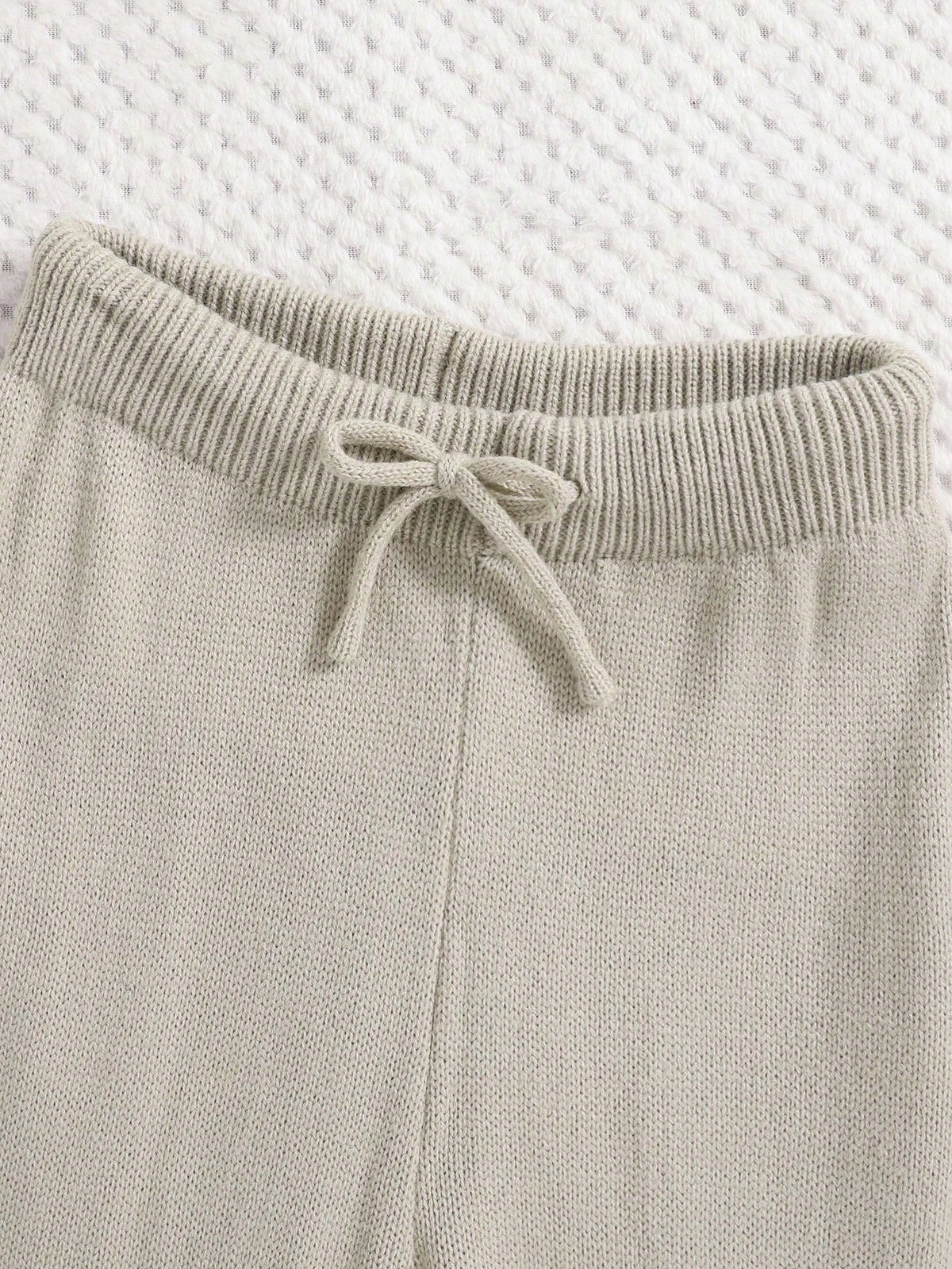 Tween Girl Fashion Minimalist Knitted Cardigan And Knit Pants Set