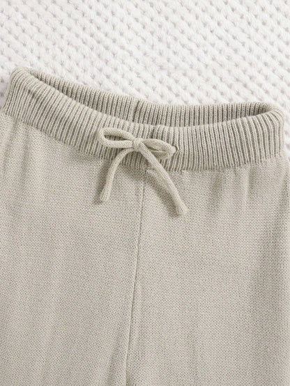 Tween Girl Fashion Minimalist Knitted Cardigan And Knit Pants Set