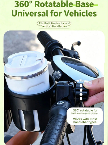 Two-In-One Bicycle Cup Holder, With A Phone Holder, 360° Rotatable Handle Water Bottle Storage Device, Universal Bicycle, Electric Bicycle, Skateboard, Motorcycle, Baby Stroller Beverage Storage Bicyc