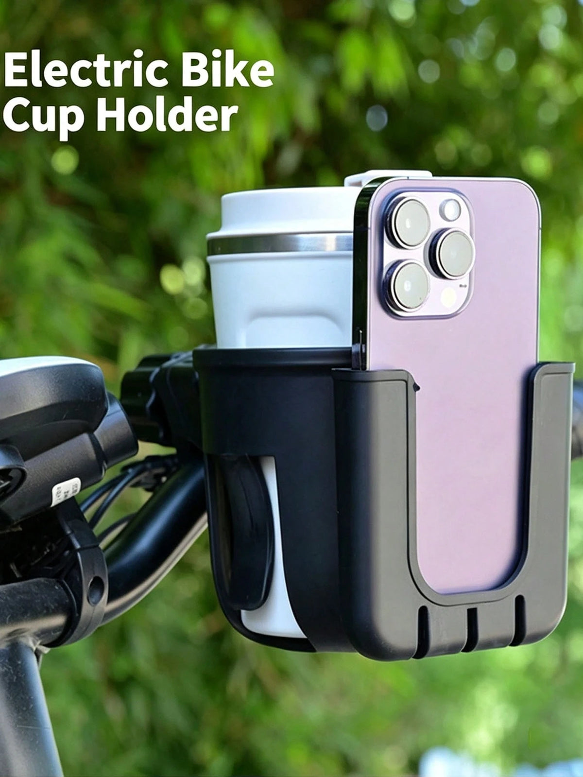 Two-In-One Bicycle Cup Holder, With A Phone Holder, 360° Rotatable Handle Water Bottle Storage Device, Universal Bicycle, Electric Bicycle, Skateboard, Motorcycle, Baby Stroller Beverage Storage Bicyc