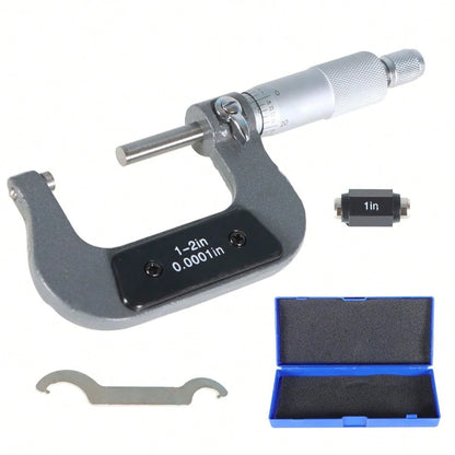 U-Shaped Outer Micrometer 1-2 Inch With Carbide Tip Accuracy 0.0001 Inch Suitable For Precision Measurement Work With Box