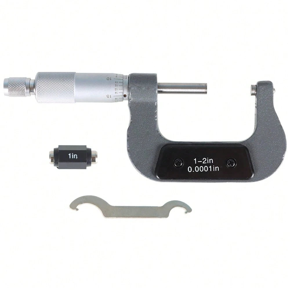 U-Shaped Outer Micrometer 1-2 Inch With Carbide Tip Accuracy 0.0001 Inch Suitable For Precision Measurement Work With Box