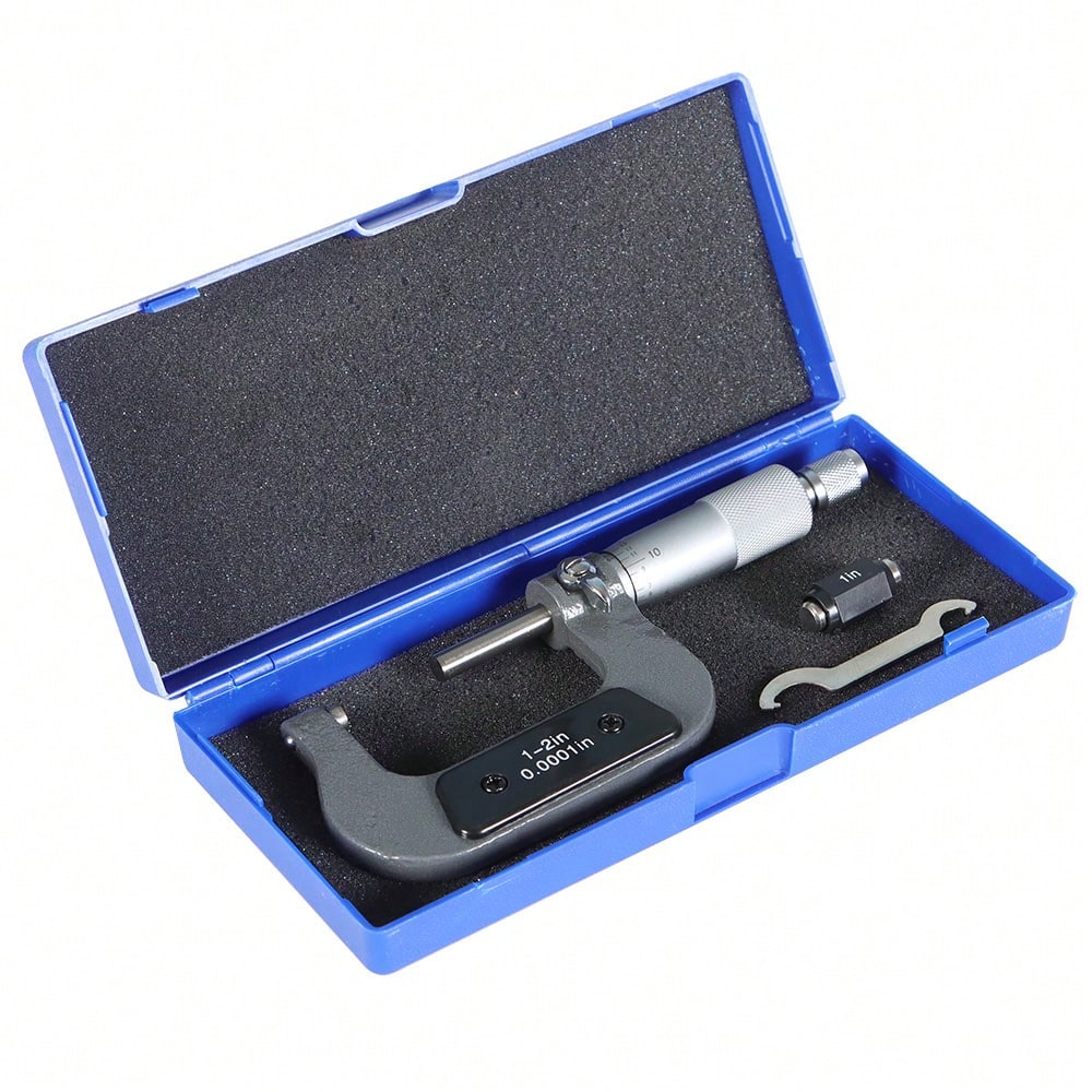 U-Shaped Outer Micrometer 1-2 Inch With Carbide Tip Accuracy 0.0001 Inch Suitable For Precision Measurement Work With Box