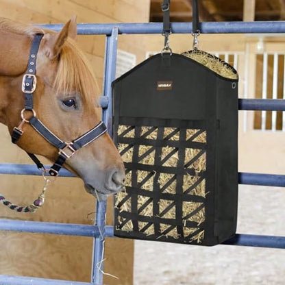 Ultra-Slow Feed Hay Bag For Horses, 3 Packs Hay Bags With Net Front Design,Wide Opening For Easy Filling,Two Types Of Hanging For Feeding Goats, Sheep And Donkeys (1 Black+2 Purple)