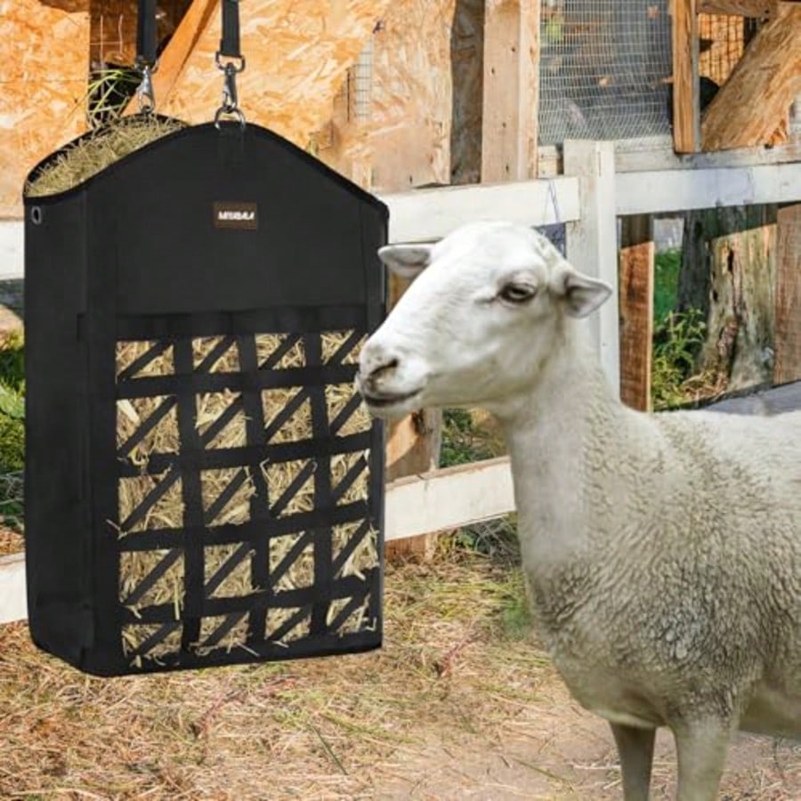 Ultra-Slow Feed Hay Bag For Horses, 3 Packs Hay Bags With Net Front Design,Wide Opening For Easy Filling,Two Types Of Hanging For Feeding Goats, Sheep And Donkeys (1 Black+2 Purple)