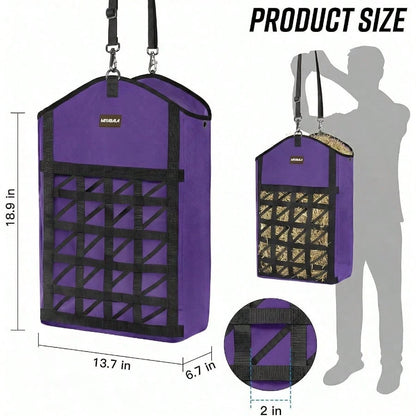 Ultra-Slow Feed Hay Bag For Horses, 3 Packs Hay Bags With Net Front Design,Wide Opening For Easy Filling,Two Types Of Hanging For Feeding Goats, Sheep And Donkeys (1 Black+2 Purple)