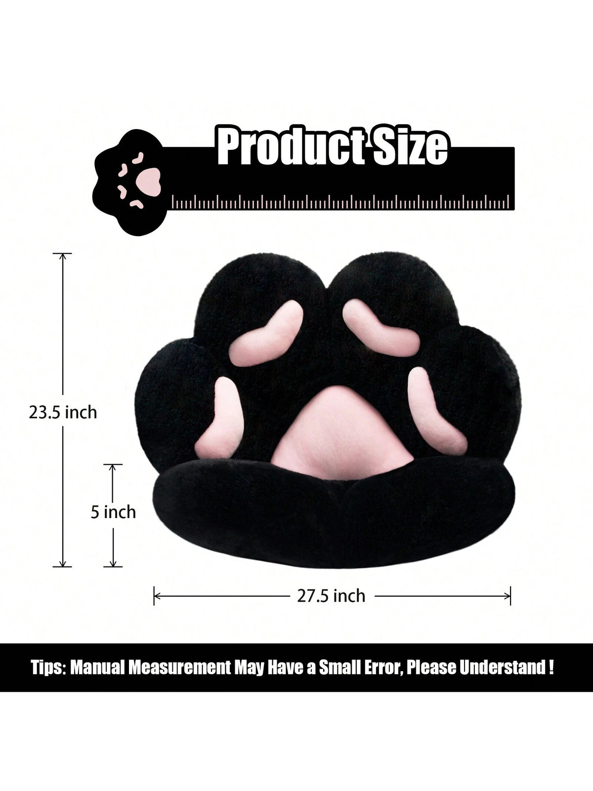 Ultra-Soft L-Shape Floor Seat Cushion- Compact Lounge Chair For Gamers & Home Office- Cozy 28x24 Inch Plush Pad For Dorm Or Apartment- Black & White