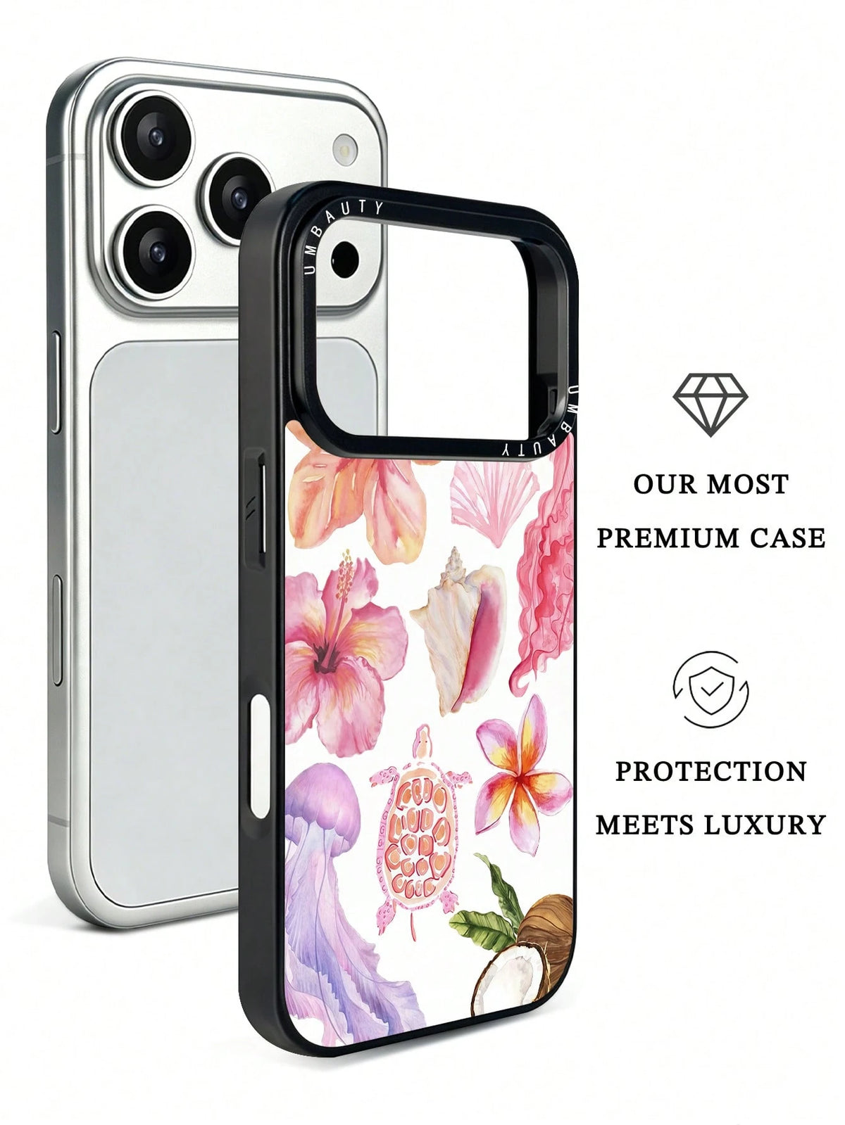 UMBAUTY 1pc Spring Floral Pattern Design Phone 17 Pro Max Phone Case, Compatible With Phone 16 Pro Max, 15 Pro Max, 14 Pro Max, Korean-Style High-End Fashion Fun Phone Case, Compatible With 11/12/13/1