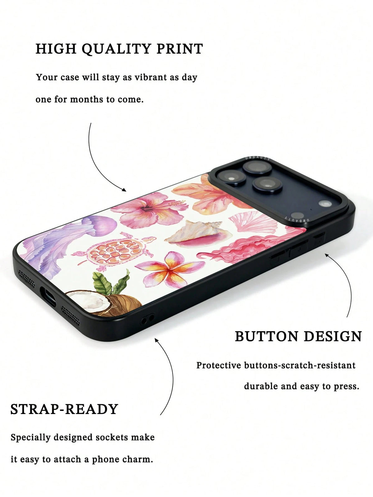 UMBAUTY 1pc Spring Floral Pattern Design Phone 17 Pro Max Phone Case, Compatible With Phone 16 Pro Max, 15 Pro Max, 14 Pro Max, Korean-Style High-End Fashion Fun Phone Case, Compatible With 11/12/13/1