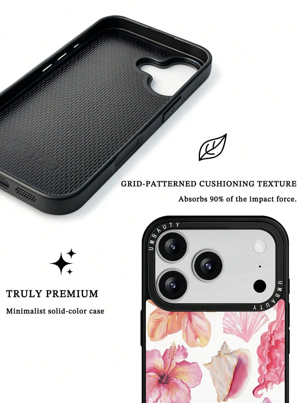UMBAUTY 1pc Spring Floral Pattern Design Phone 17 Pro Max Phone Case, Compatible With Phone 16 Pro Max, 15 Pro Max, 14 Pro Max, Korean-Style High-End Fashion Fun Phone Case, Compatible With 11/12/13/1