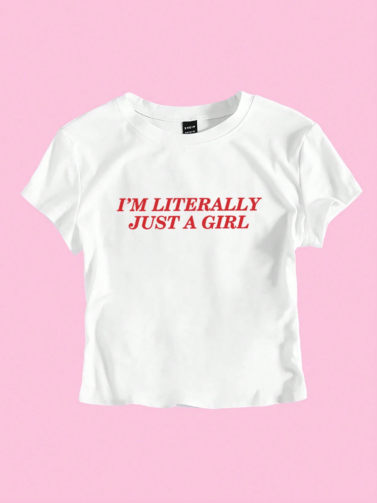 Unity Women's "I'm Literally Just A Girl" Cropped Slogan T-Shirt Graphic Tees Women Tops