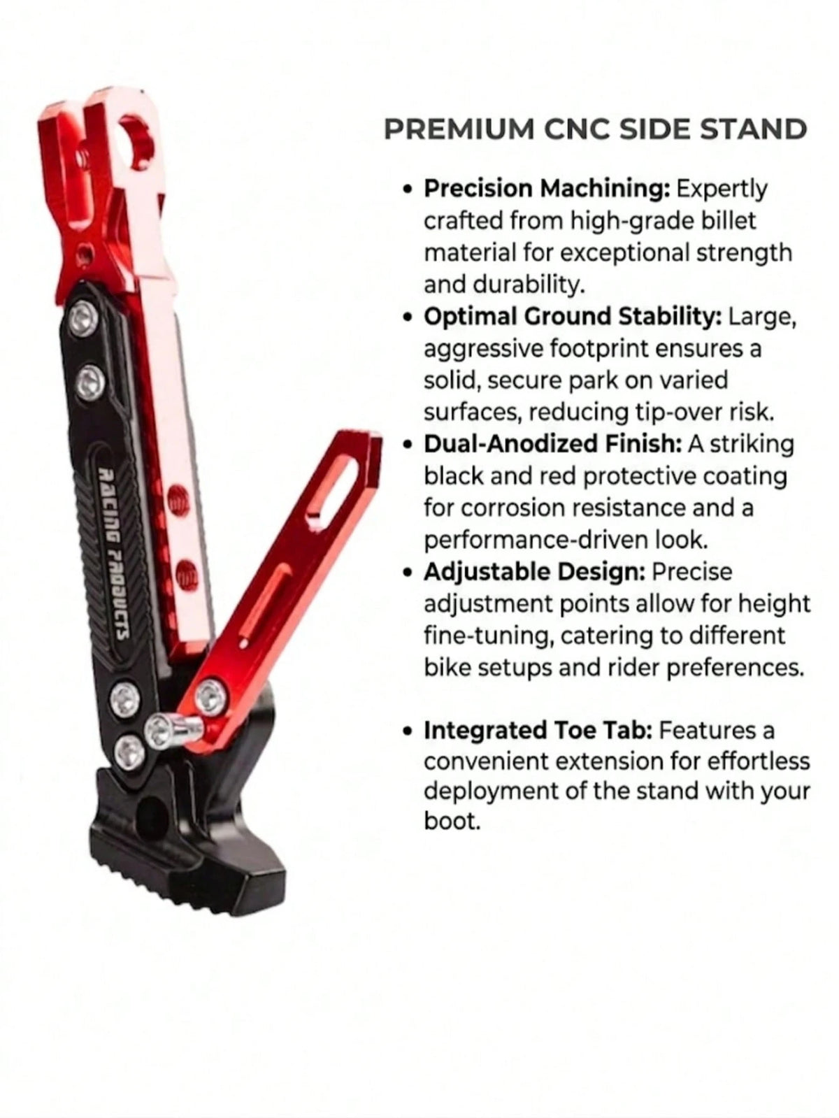 Universal CNC Aluminum Alloy Adjustable Motorcycle Support Stand- Non-Slip Height Adjustable Side Support Parking Stand Suitable For Off-Road And Electric Off-Road Motorcycles- Durable Lightweight M