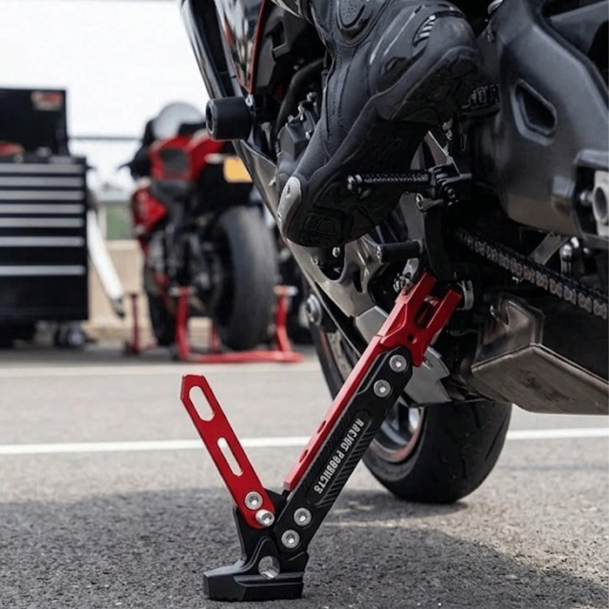Universal CNC Aluminum Alloy Adjustable Motorcycle Support Stand- Non-Slip Height Adjustable Side Support Parking Stand Suitable For Off-Road And Electric Off-Road Motorcycles- Durable Lightweight M