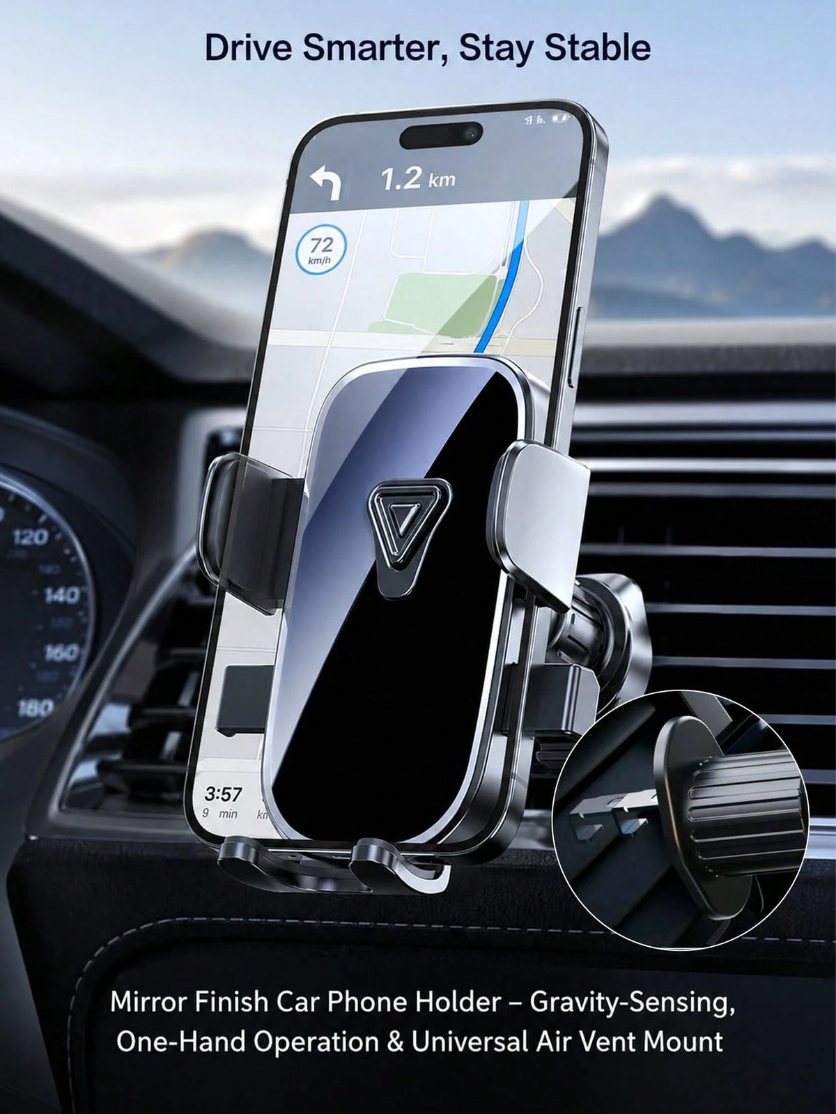 Upgraded Spiral Hook Car Phone Holder 360° Rotating Ball Joint Universal Fit 4.7-7.2 Inch Phones Anti-Slip One-Hand Operation Compatible With All Air Vent Types Car Accessories