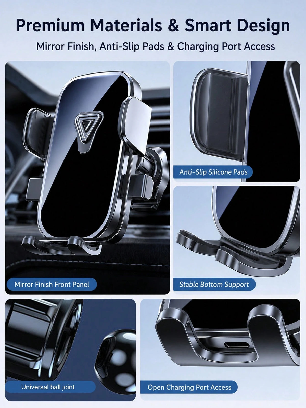 Upgraded Spiral Hook Car Phone Holder 360° Rotating Ball Joint Universal Fit 4.7-7.2 Inch Phones Anti-Slip One-Hand Operation Compatible With All Air Vent Types Car Accessories