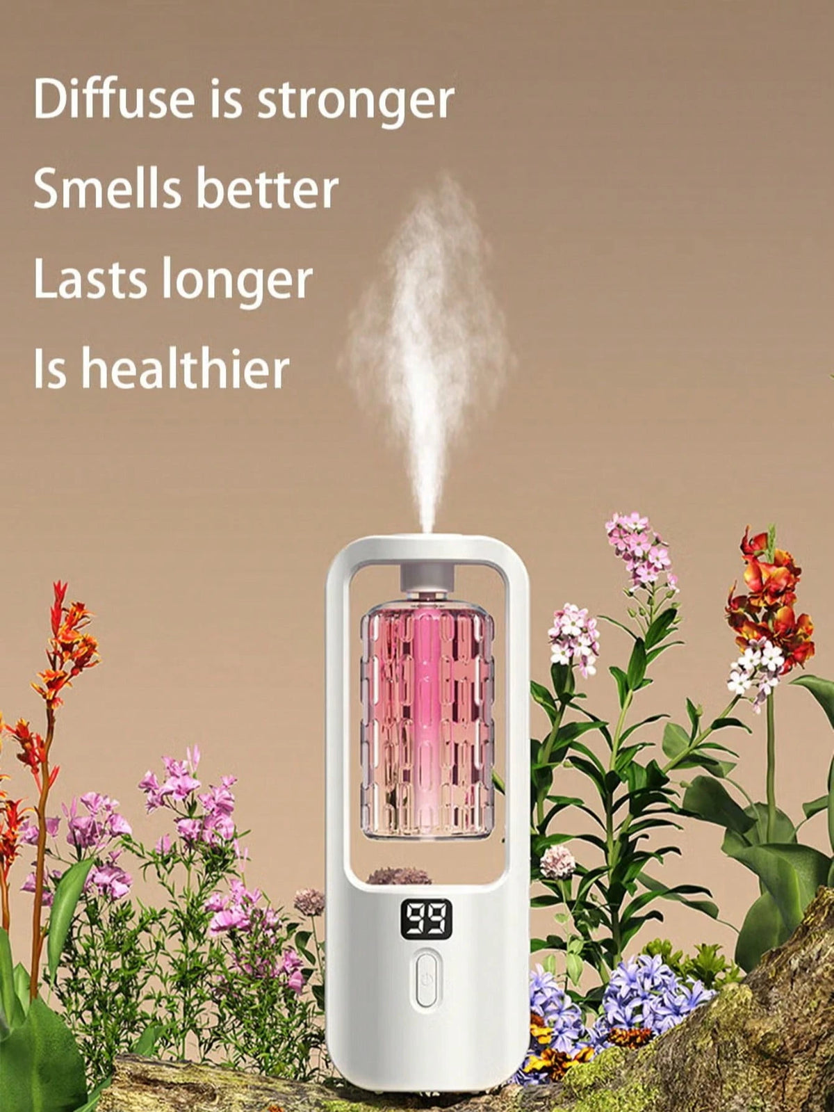 USB Rechargeable Essential Oil Diffuser, 5 Mist Modes Adjustable, LED Color Changing Mood Light, Wall Mounted Or Desktop, Digital Display, Continuous & Intermittent Mist Modes, Home, Bedroom, Office