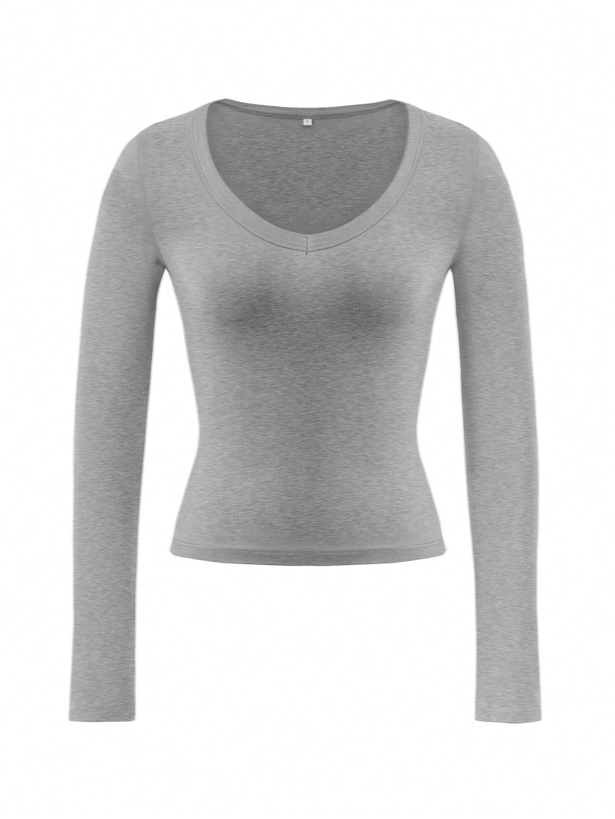 Vaiaye Women's Fitted V-Neck Sexy Long Sleeve Y2K Knit Top, Spring/Summer Solid Color V-Neck T-Shirt, Suitable For Valentine's Day Wear Casual