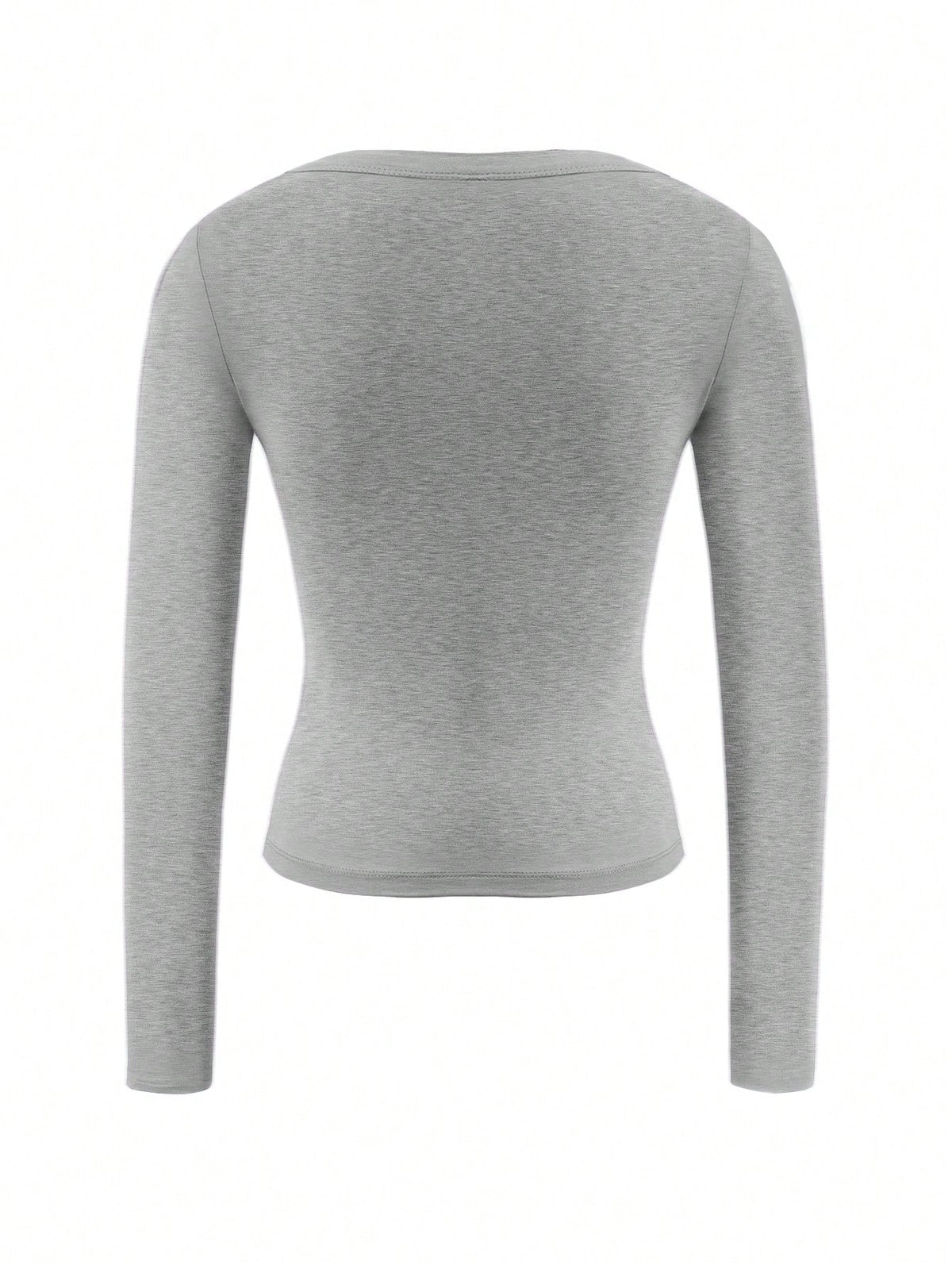 Vaiaye Women's Fitted V-Neck Sexy Long Sleeve Y2K Knit Top, Spring/Summer Solid Color V-Neck T-Shirt, Suitable For Valentine's Day Wear Casual