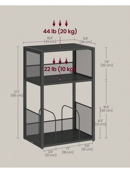 VASAGLE Record Player Stand, 3-Tier Side Table, Vinyl Record Storage Up To 100 Albums, End Table For Living Room, Bedroom