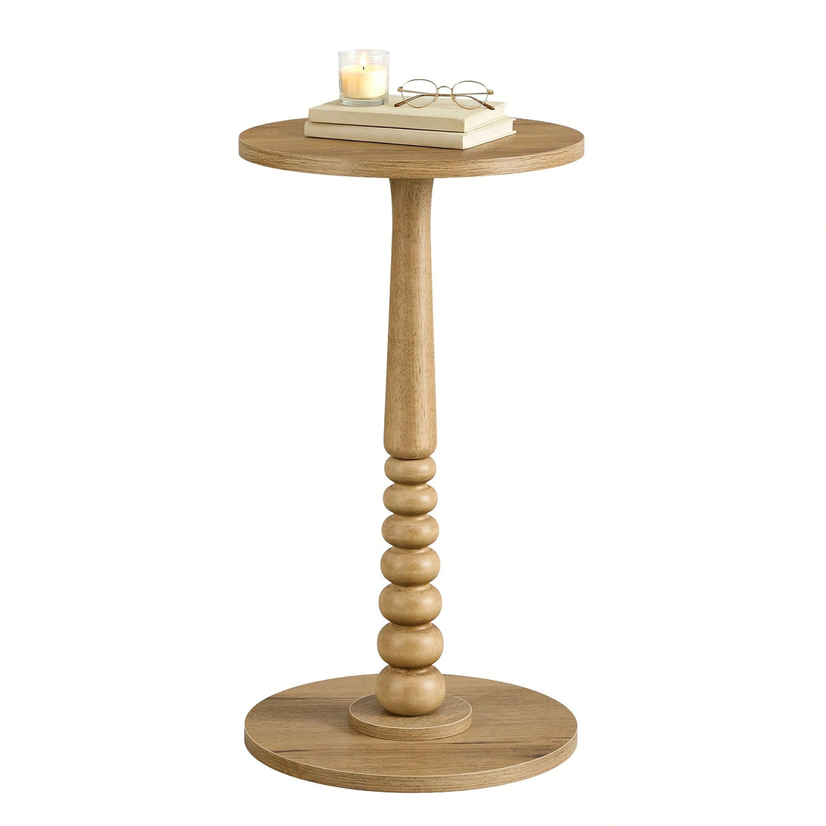 VASAGLE Round Side Table, Small Drink End Table For Small Spaces, Accent Nightstand, Solid Wood Leg, Mid-Century Modern, For Living Room Bedroom