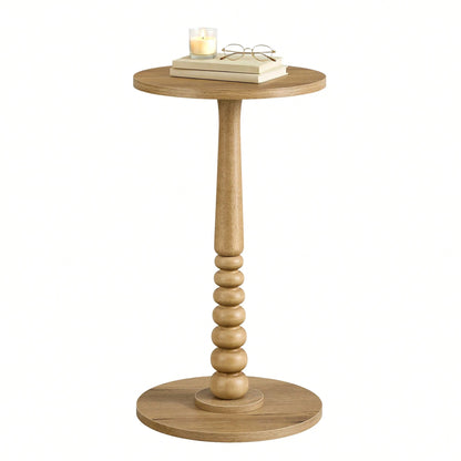 VASAGLE Round Side Table, Small Drink End Table For Small Spaces, Accent Nightstand, Solid Wood Leg, Mid-Century Modern, For Living Room Bedroom