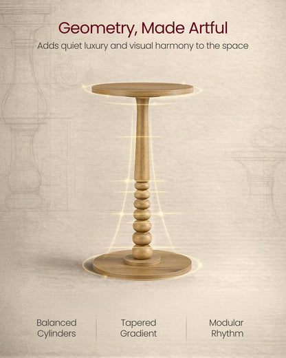 VASAGLE Round Side Table, Small Drink End Table For Small Spaces, Accent Nightstand, Solid Wood Leg, Mid-Century Modern, For Living Room Bedroom