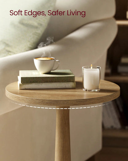 VASAGLE Round Side Table, Small Drink End Table For Small Spaces, Accent Nightstand, Solid Wood Leg, Mid-Century Modern, For Living Room Bedroom