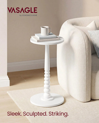 VASAGLE Round Side Table, Small Drink End Table For Small Spaces, Accent Nightstand, Solid Wood Leg, Mid-Century Modern, For Living Room Bedroom