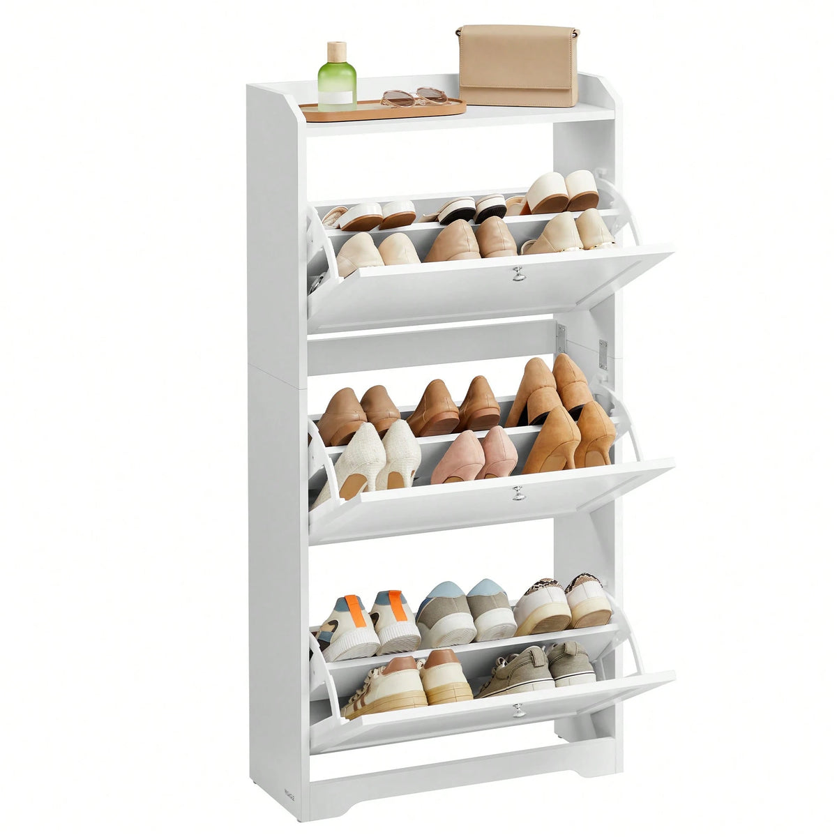VASAGLE Shoe Cabinet With 3 Flip Drawers, Shoe Storage Cabinet, Adjustable And Removable Dividers, Holds Up To 18 Pairs Of Shoes, Entryway, 9.4 X 23.6 X 42.5 Inches