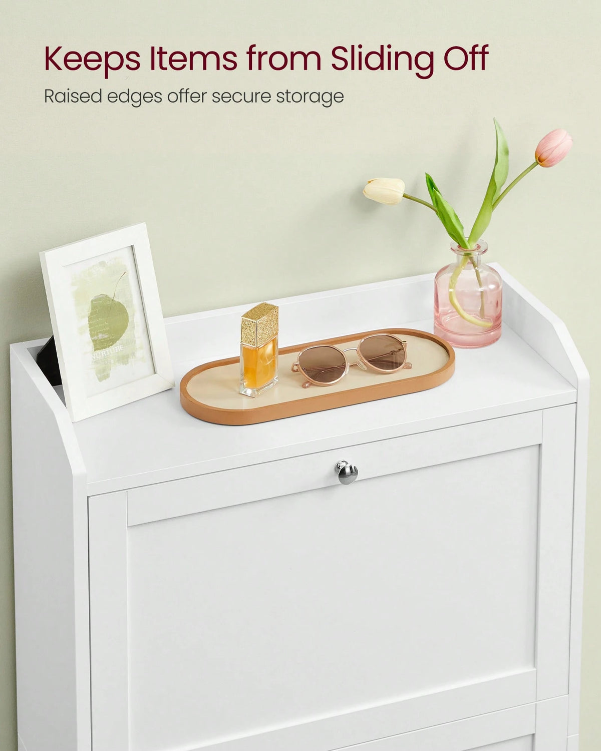 VASAGLE Shoe Cabinet With 3 Flip Drawers, Shoe Storage Cabinet, Adjustable And Removable Dividers, Holds Up To 18 Pairs Of Shoes, Entryway, 9.4 X 23.6 X 42.5 Inches