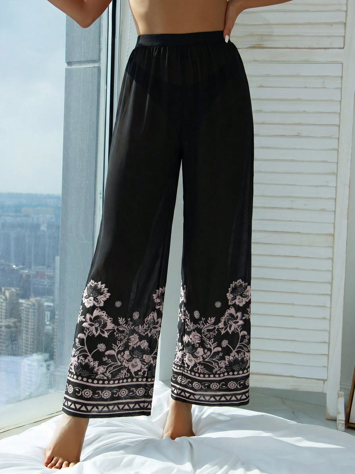 Vaytide Women's Floral Print Casual Daily Wear Cover Up And Pants Set